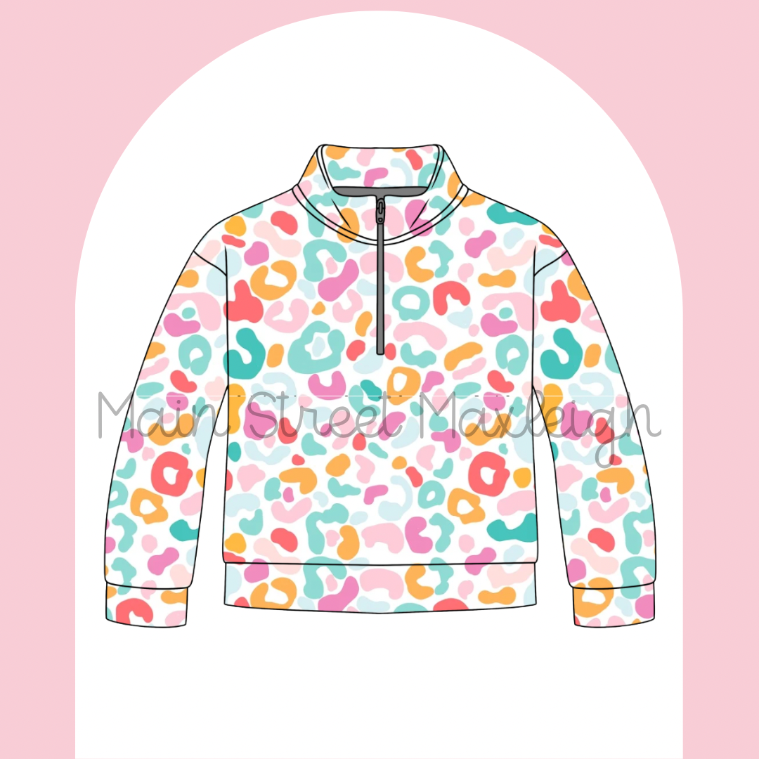 Colorful leopard zip up