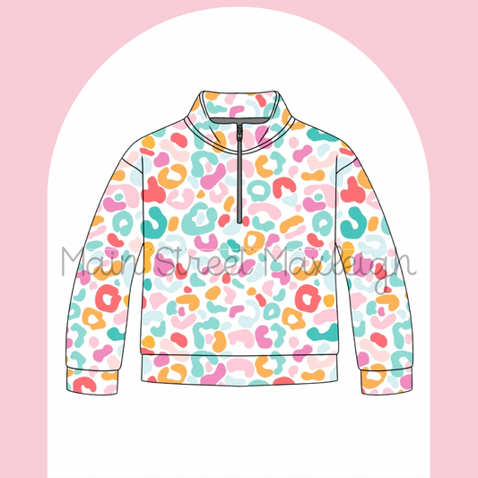 Colorful leopard zip up