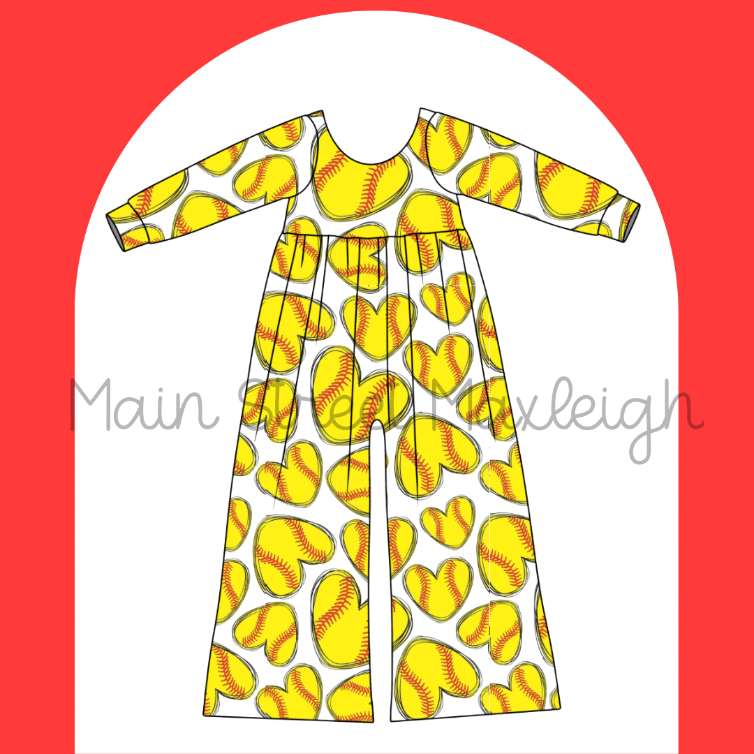 Softball heart romper