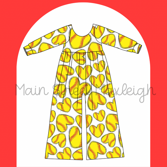 Softball heart romper