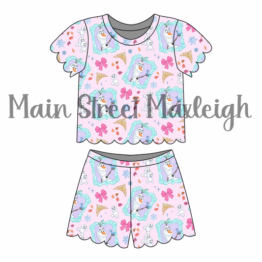 Snowman scallop short set