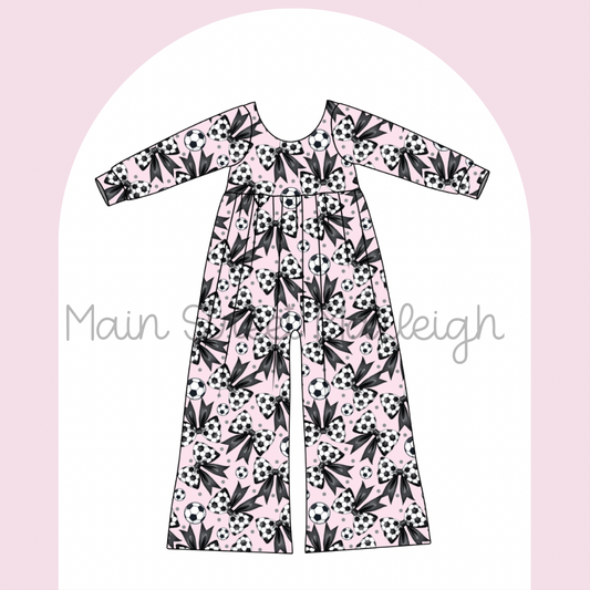 Soccer bow romper