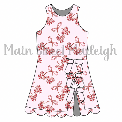 Christmas peppermints bow dress