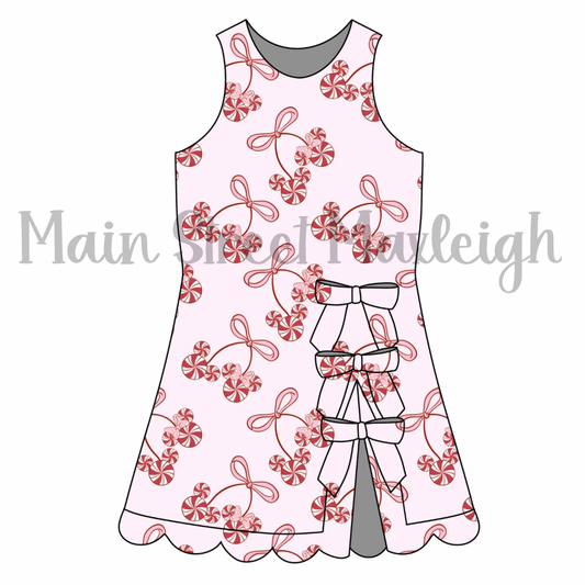 Christmas peppermints bow dress