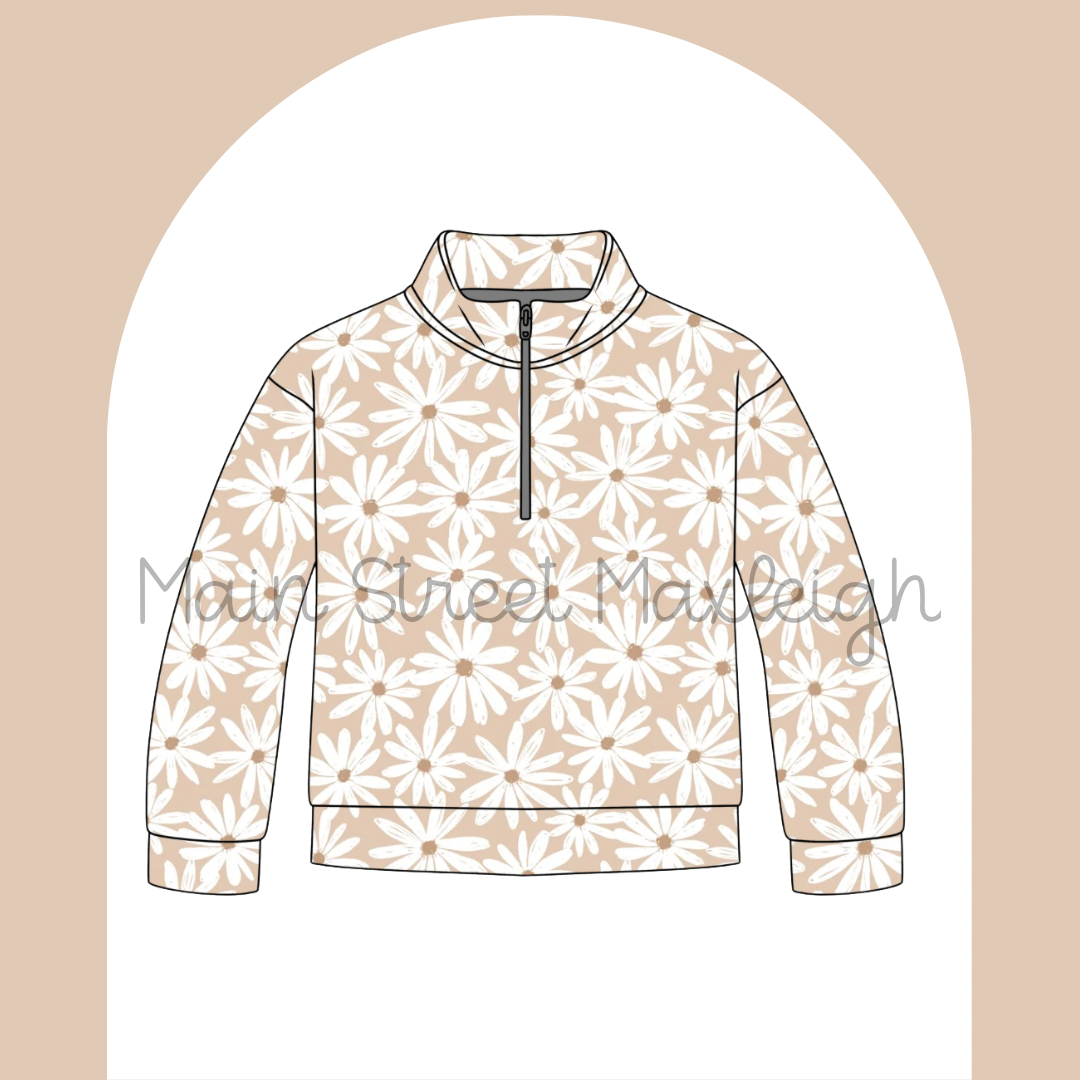 Neutral floral zip up