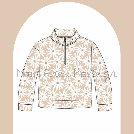 Neutral floral zip up