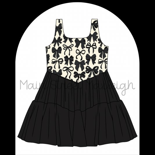 XL black bow  dress RTS