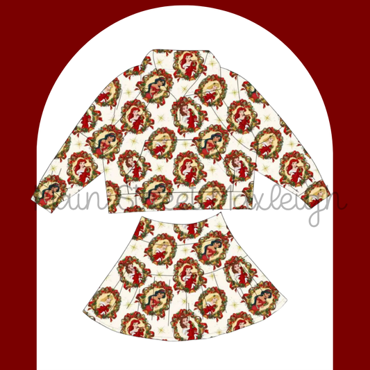 Christmas royalty zip skirt set