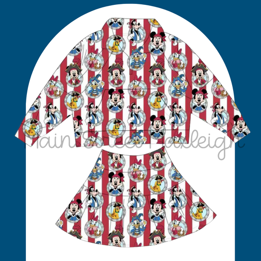 Pirate porthole cruise zip skirt set