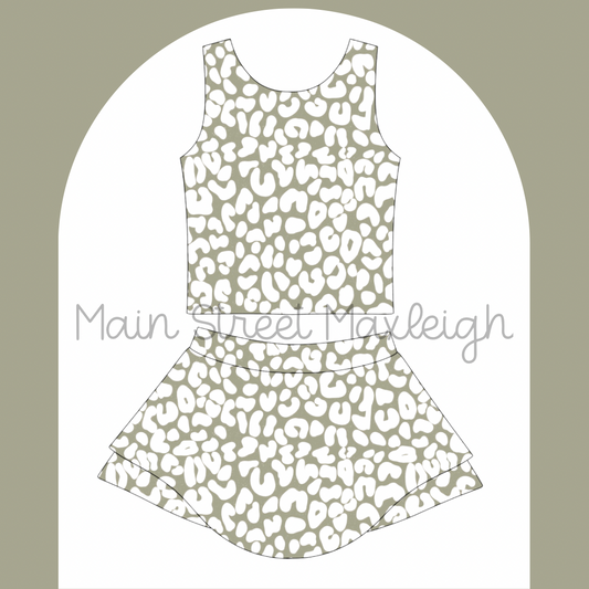 Sage leopard yoga set
