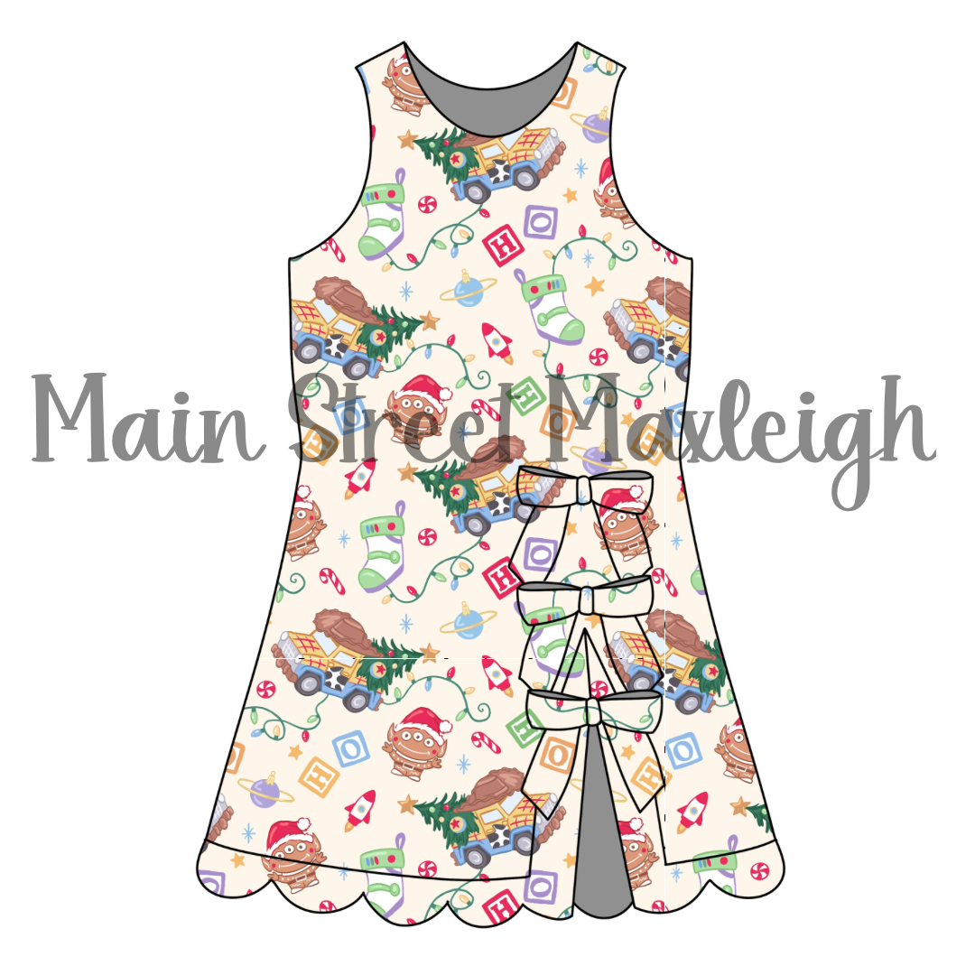 Christmas toys bow dress