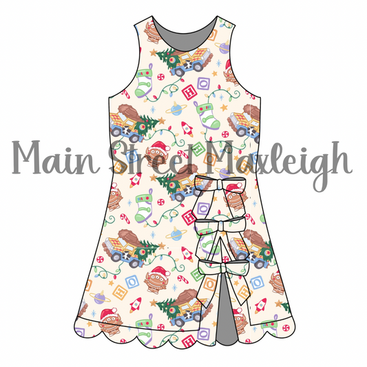 Christmas toys bow dress