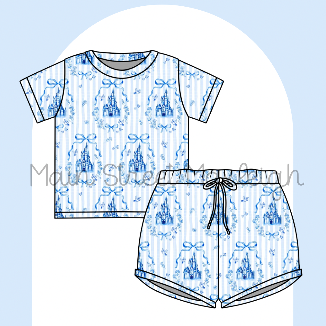 Blue stripe castle waffle set