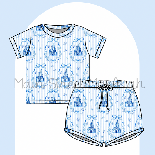 Blue stripe castle waffle set