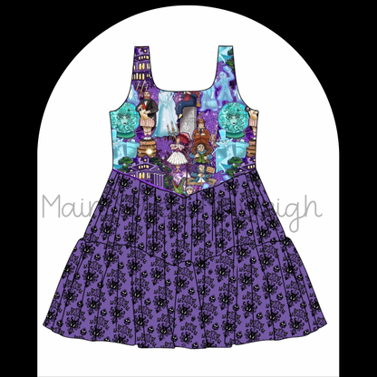 Foolish mortals purple wall paper bottom dress