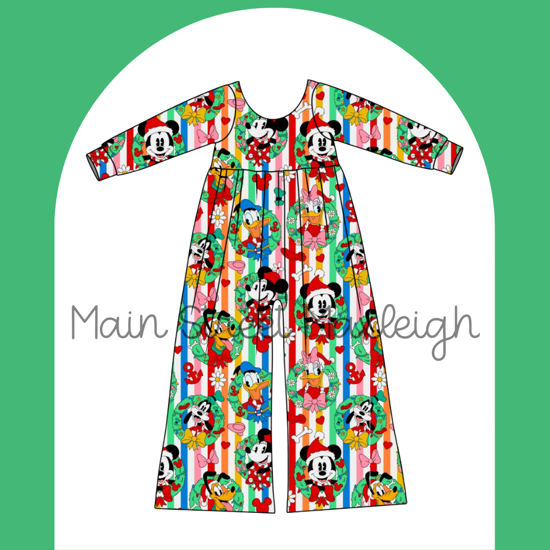 Festive holiday stripe Romper