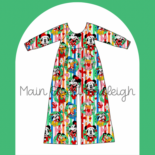 Festive holiday stripe Romper
