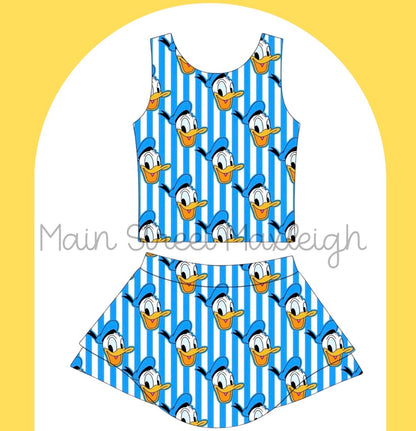 Bright blue duck yoga set