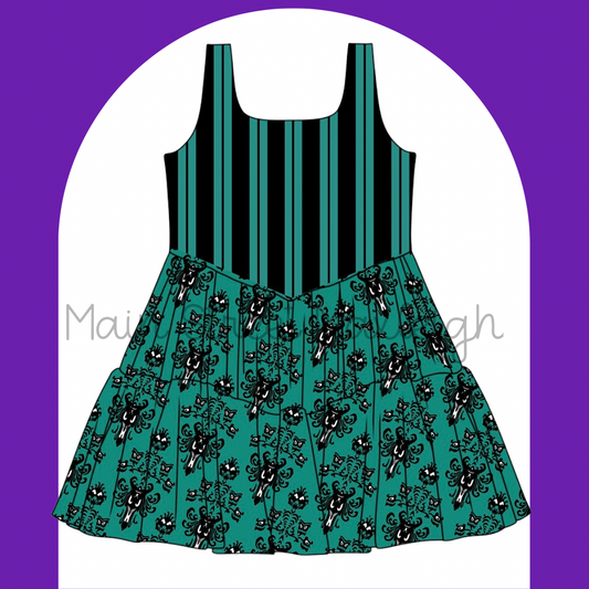 Green stripe foolish mortal dress