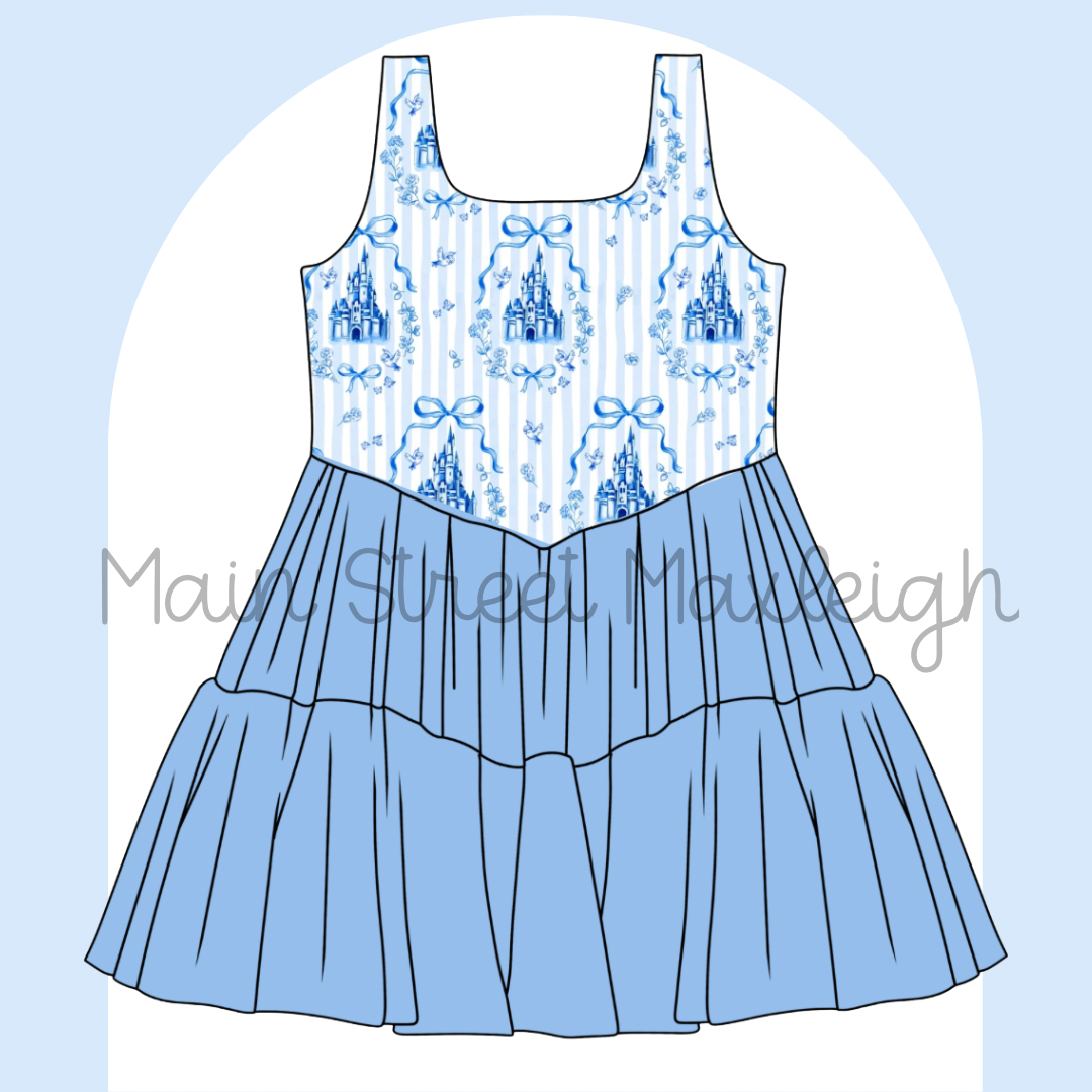 Blue striped castle dress