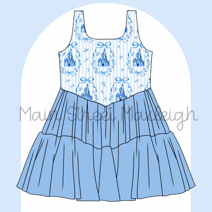 Blue striped castle dress