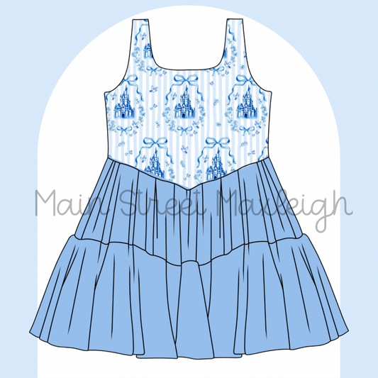 Blue striped castle dress