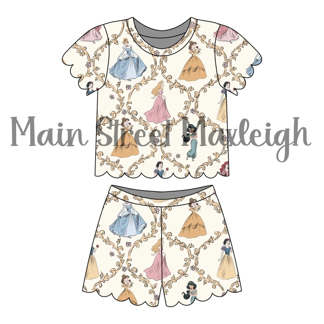 Golden princess scallop short set