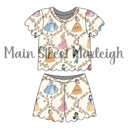 Golden princess scallop short set