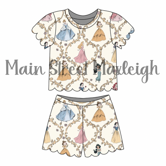Golden princess scallop short set