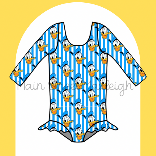 Bright blue duck swim