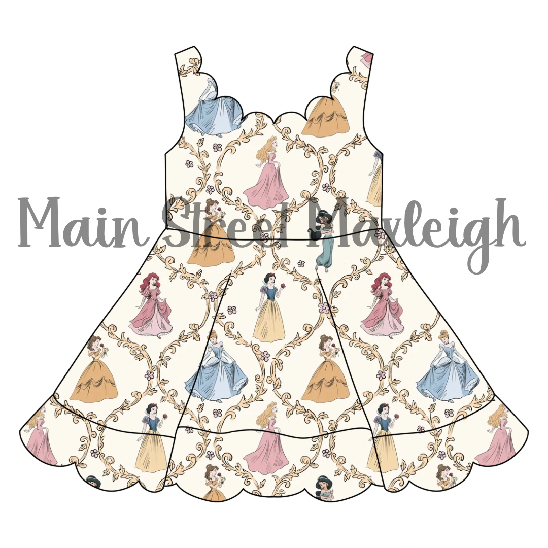 Golden princess scallop dress