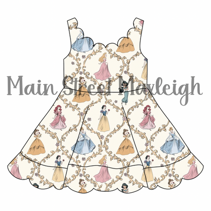 Golden princess scallop dress