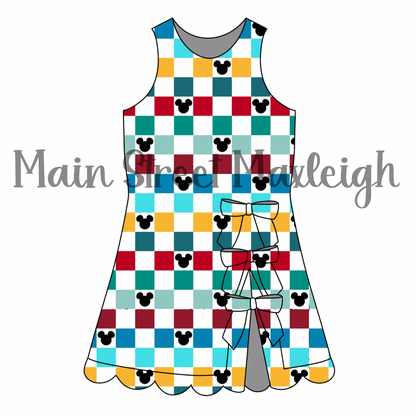 Mouse checkerboard bow dress