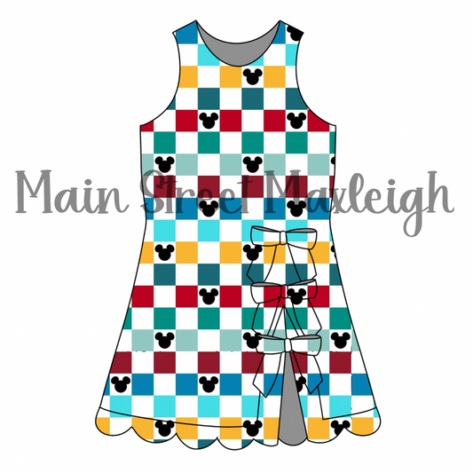 Mouse checkerboard bow dress