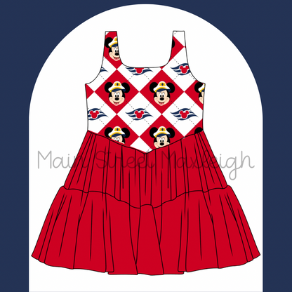 Red/white cruise diamond dress