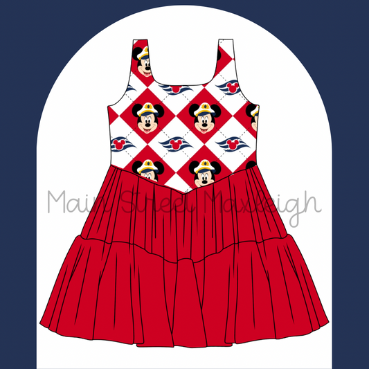 Red/white cruise diamond dress