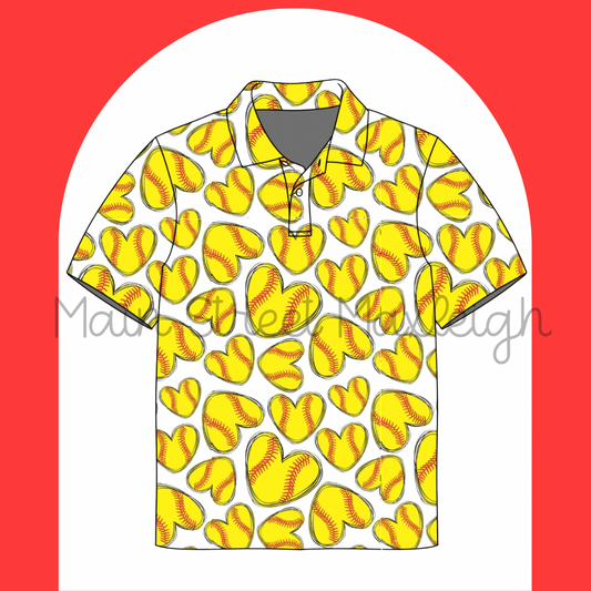 Softball heart polo