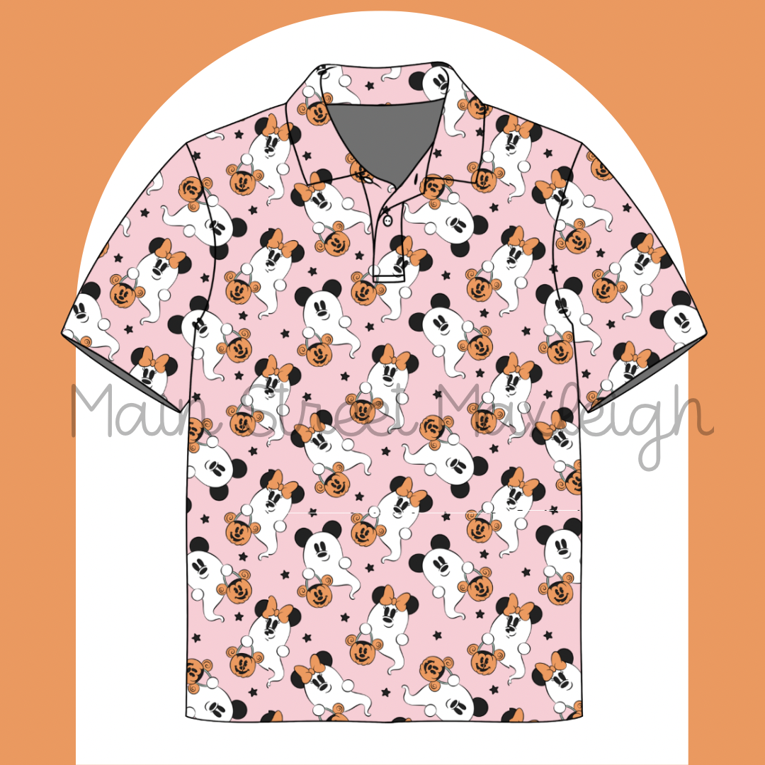 Pink boo Halloween polo