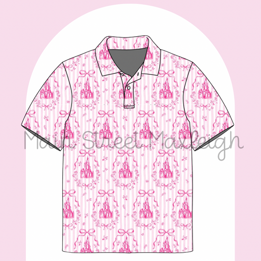 Pink stripe castle polo