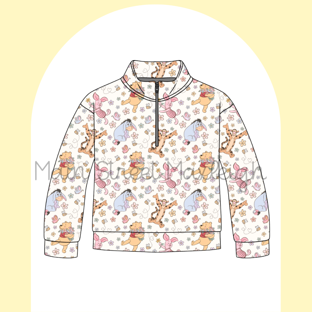 Bear floral zip