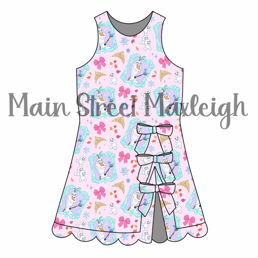 Snowman bow dress