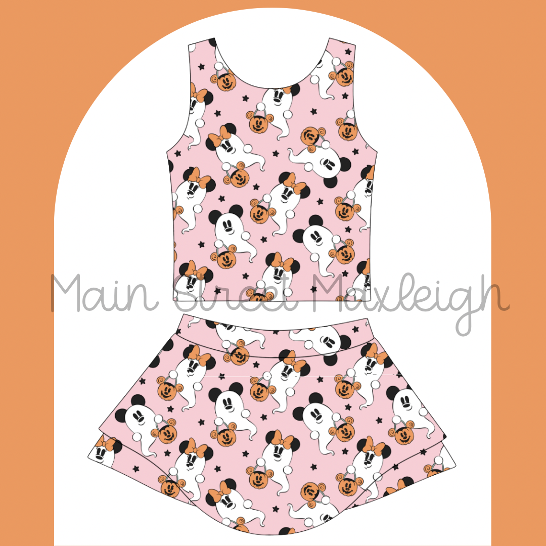 Pink boo Halloween yoga set