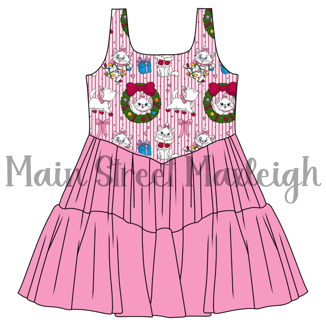 Christmas kitties mesh dress