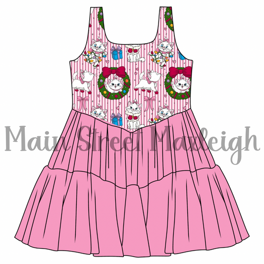 Christmas kitties mesh dress