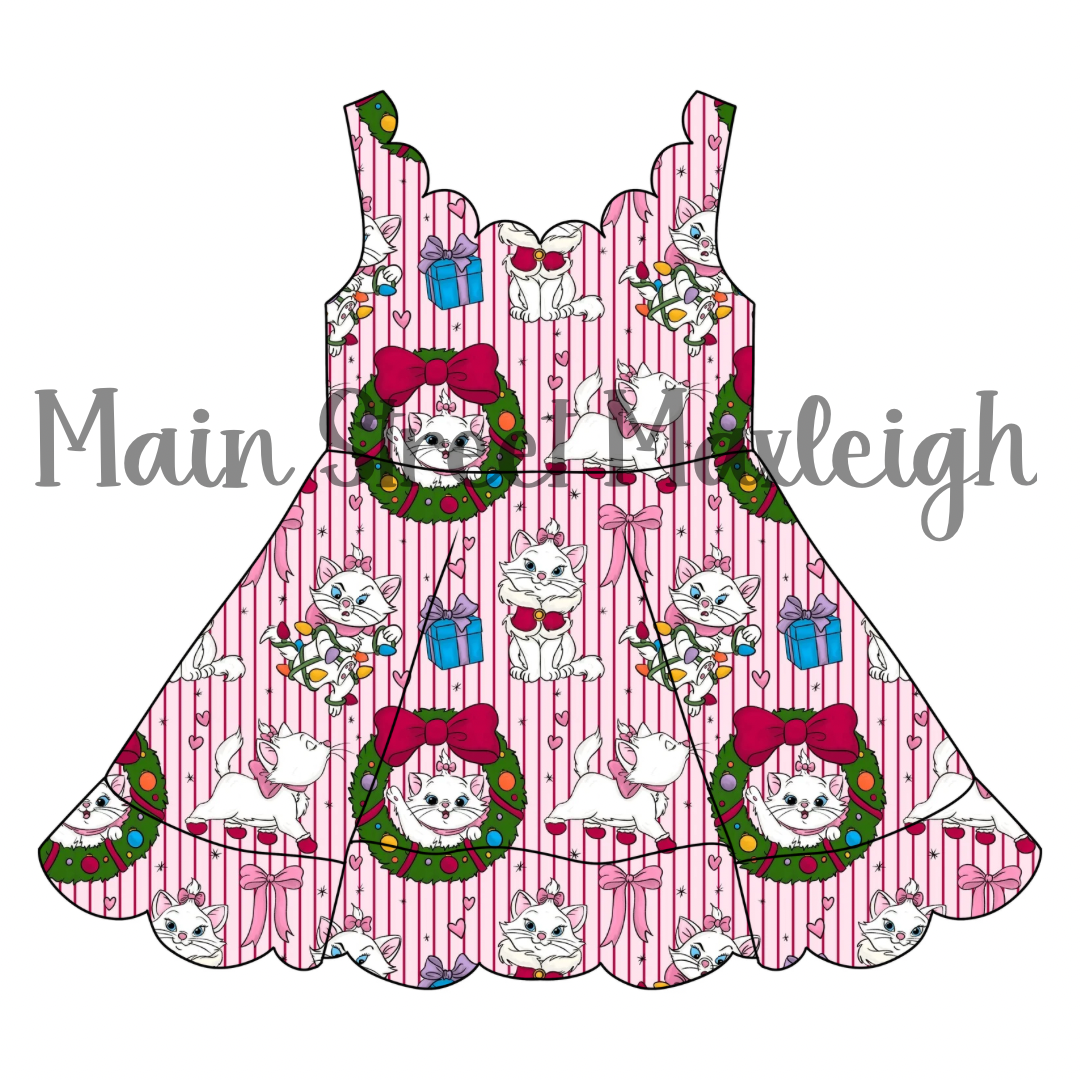 kitty Christmas scallop dress