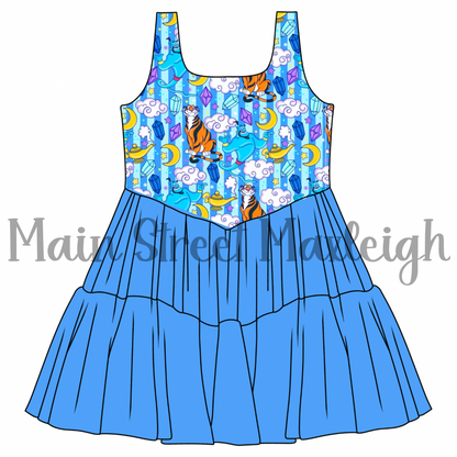 Magical lamp blue mesh dress