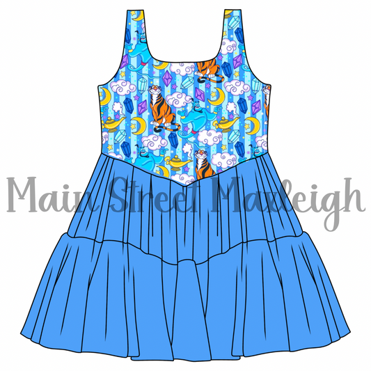 Magical lamp blue mesh dress