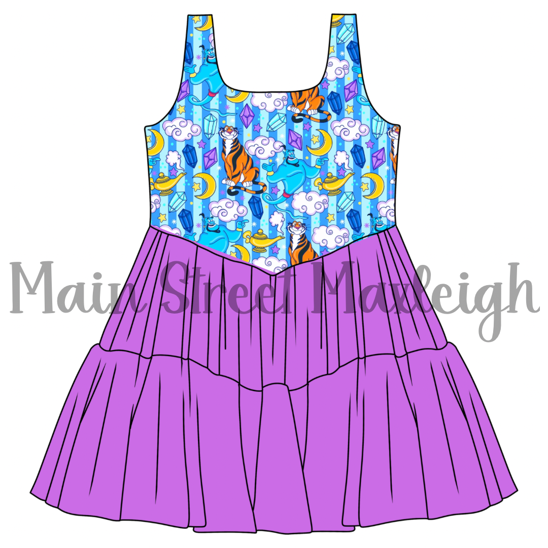 Magical lamp purple mesh dress