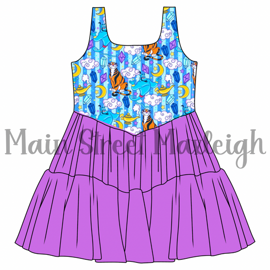 Magical lamp purple mesh dress