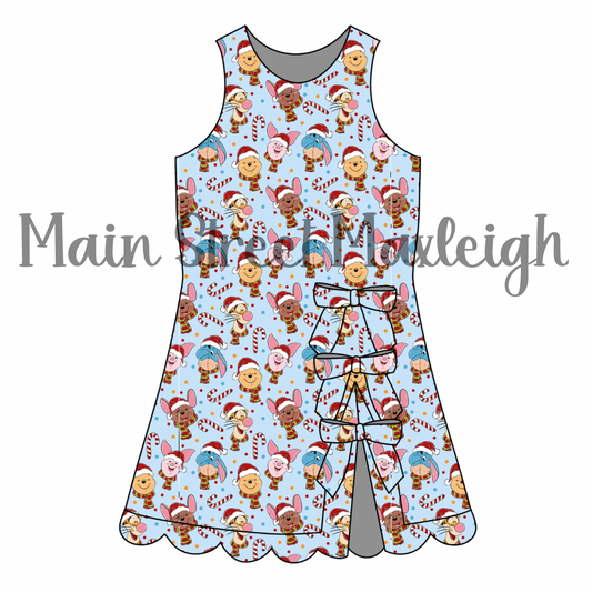 Beary Christmas bow dress